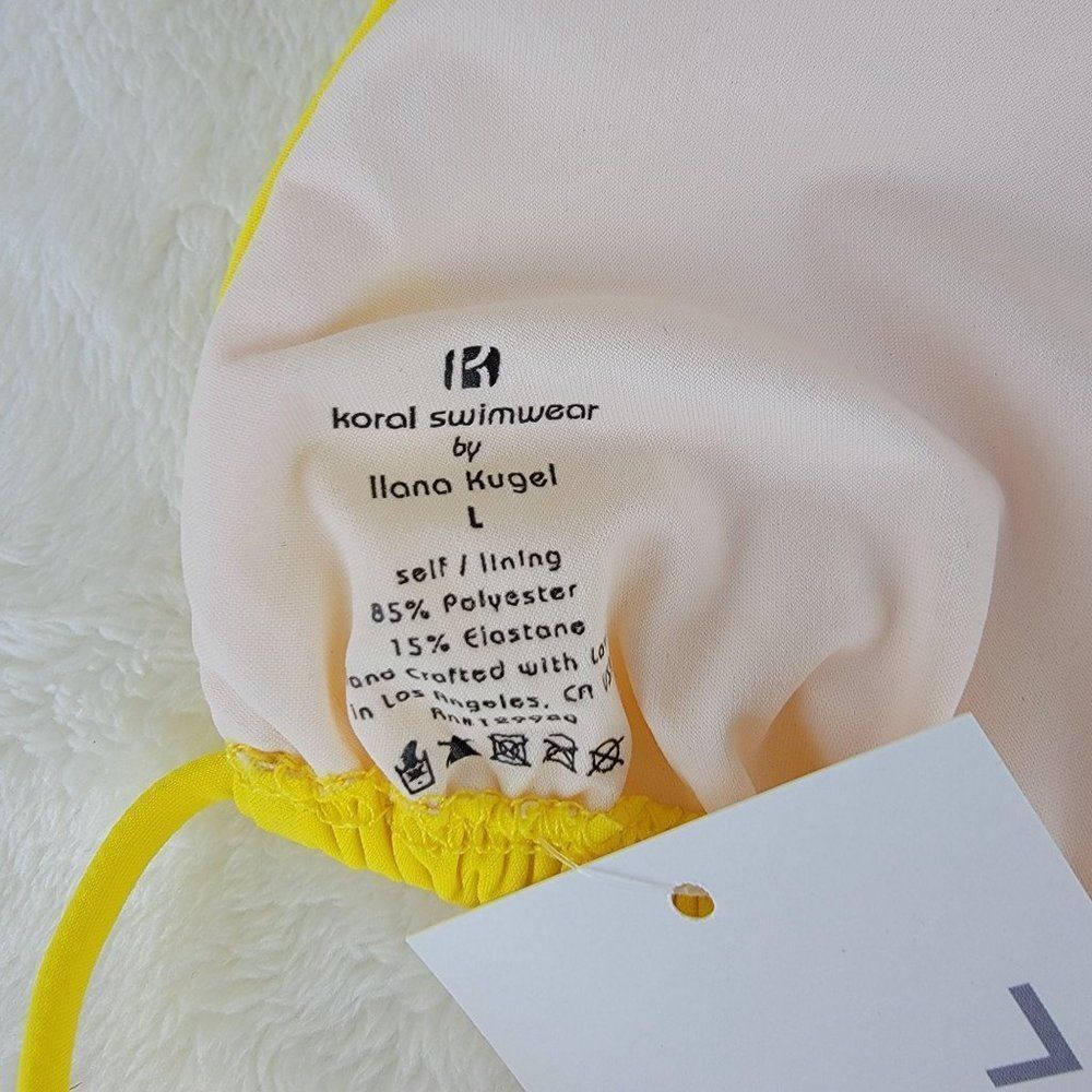 Koral By Ilana Kugel Bright Yellow Lined Rope Bikini Top Swimwear Size L - Picture 4 of 5